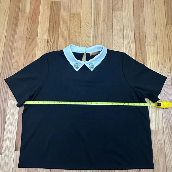 Belldini Black Top with White Collar Detail - Picture 5 of 5